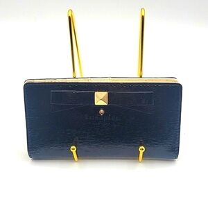 KATE SPADE NEW YORK Patten Leather Wallet Cream Leather Interior Signature Bow